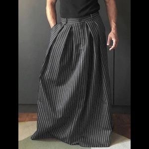 Incerunmen striped front pleated man skirt NWT